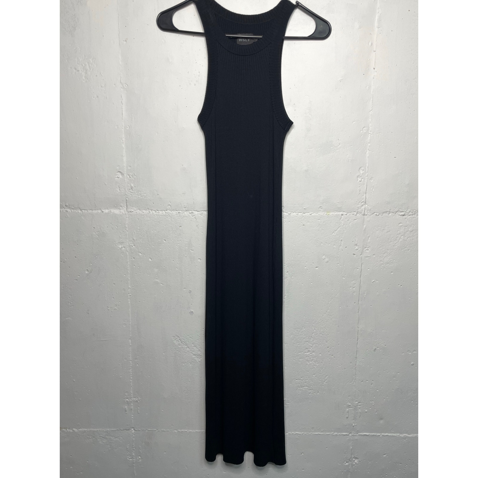 Wsly Black Ribbed Midi Dress Sleeveless Size Small